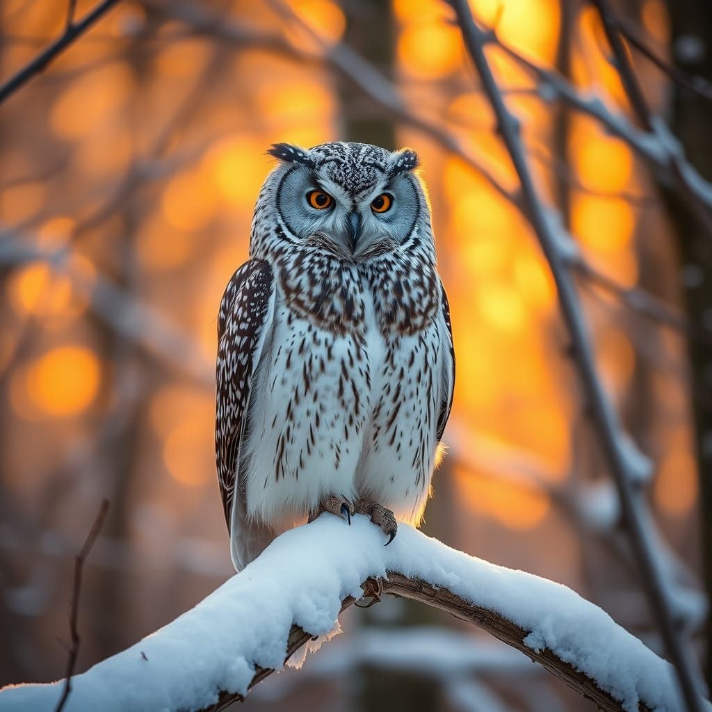 Majestic Owl in Serene Forest Sunset