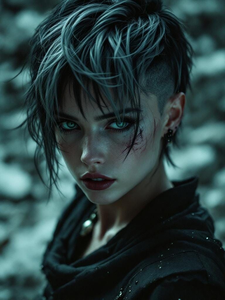 Enigmatic Woman in Fantasy Warrior Dress