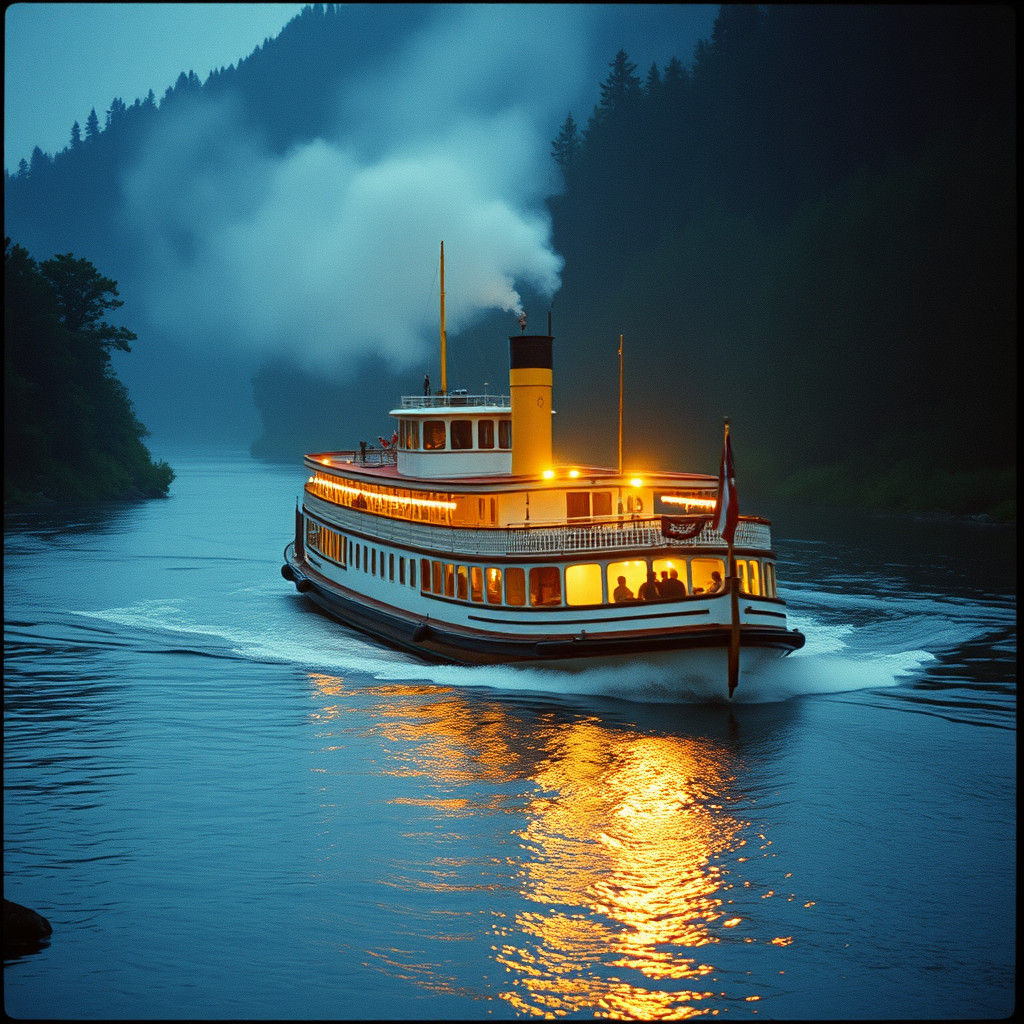 Cinematic Steamboat Journey Down the River