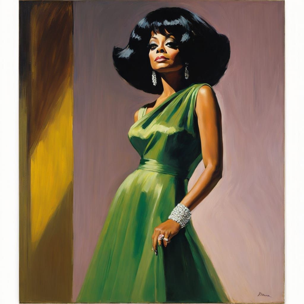 Diana Ross Portrait in Edward Hopper Style