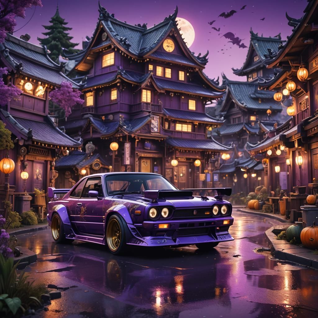 Solarpunk Halloween: Ornate JDM Street Racing Car