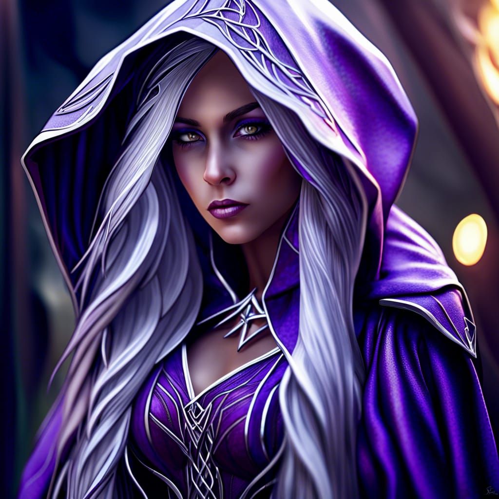 Female Elf Wizard Casting Magic in Fantasy Art
