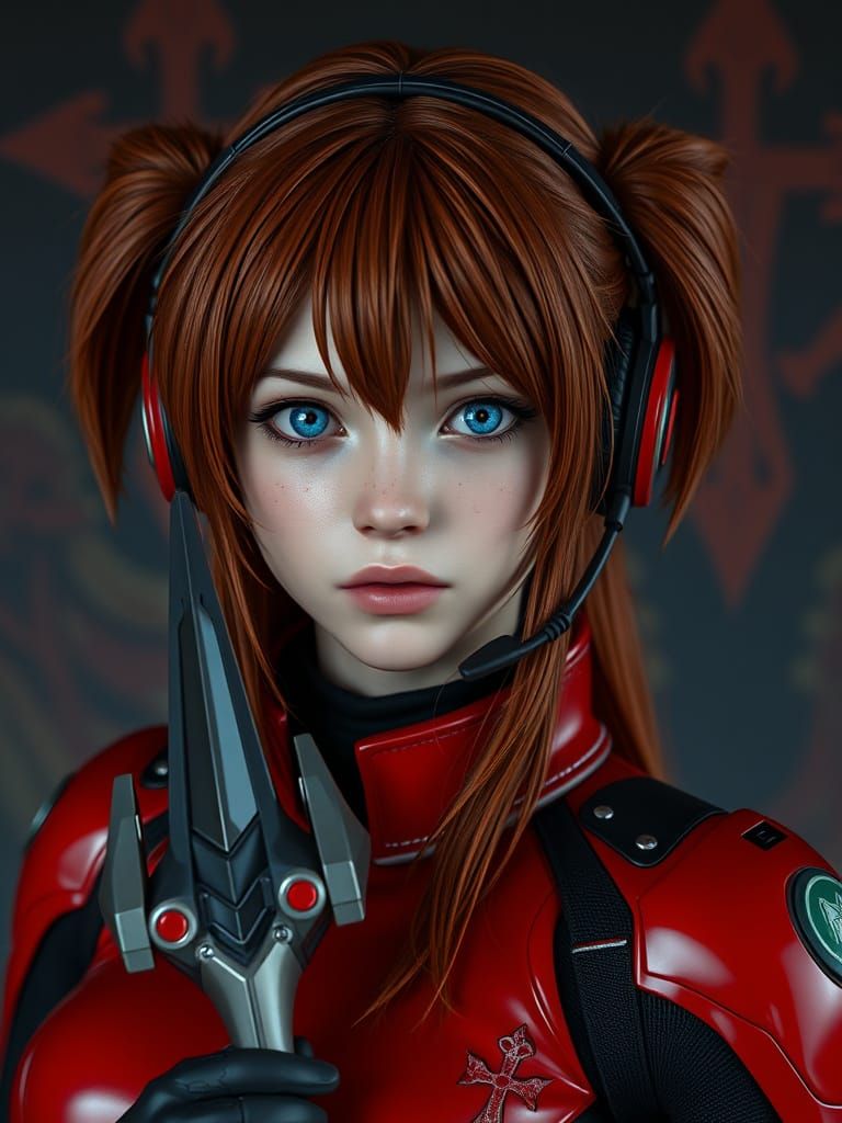 Ethereal Euro Woman in Cyberpunk Pilot Suit, Inspired by Neo...