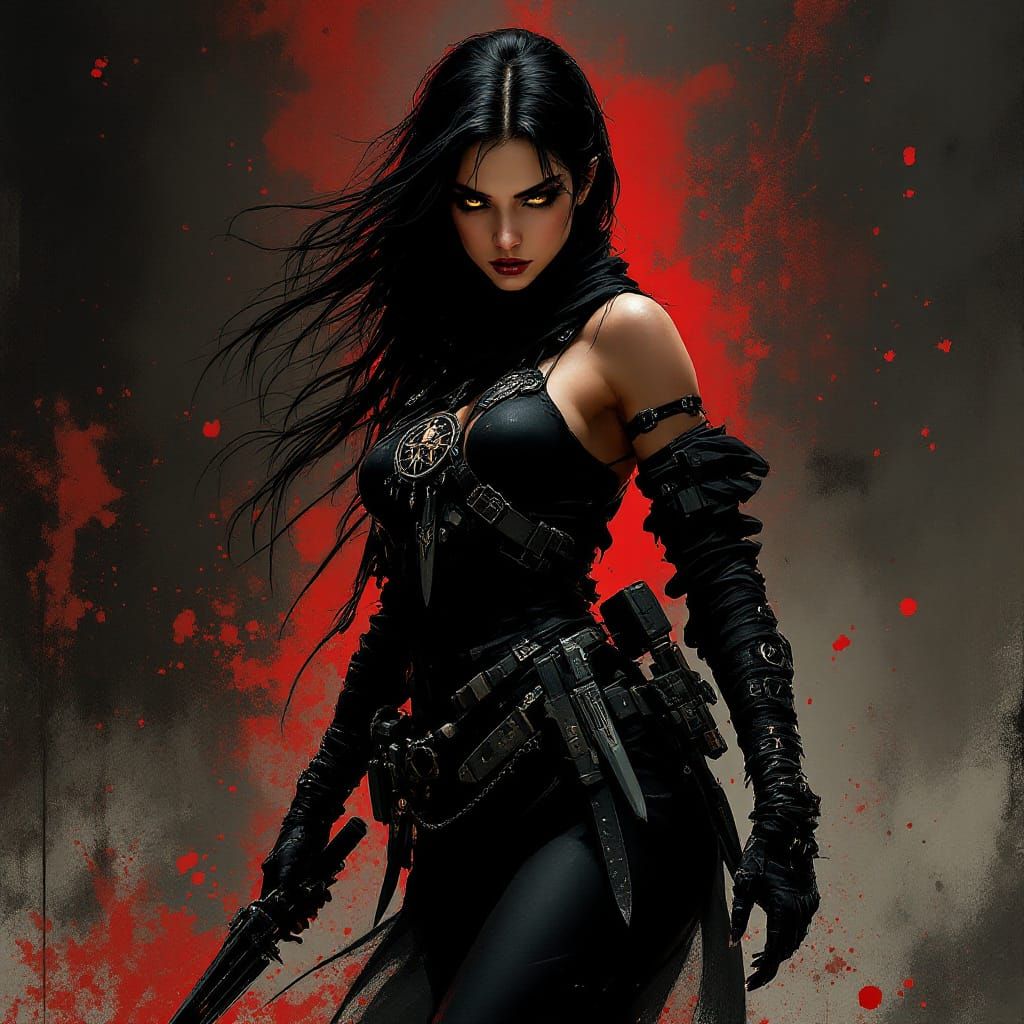 Vampire Assassin in Art Nouveau Style