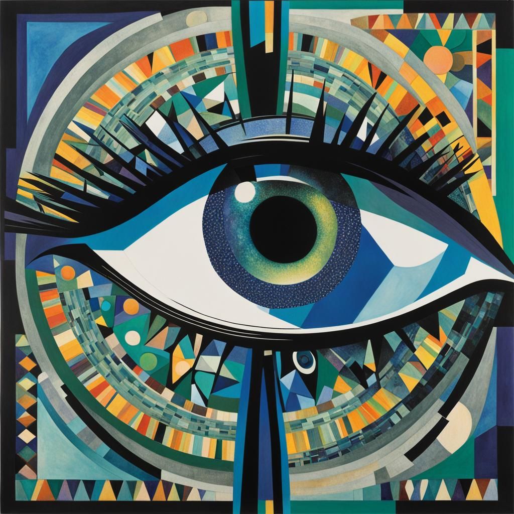Cosmic Eye in Neo-Cubist Art Deco Style