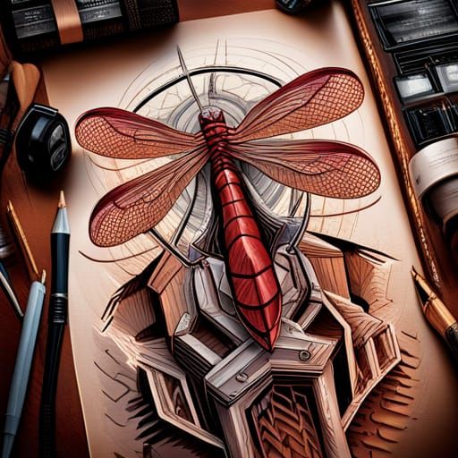 Mythical Dragonfly Anatomy in Comic Book Art Style