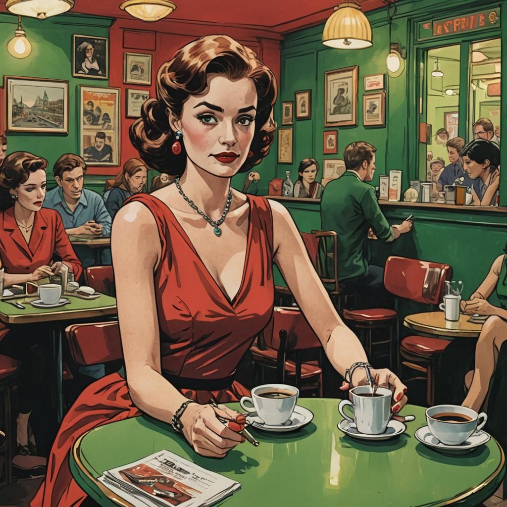 Underground Comix Scene in Parisian Cafe