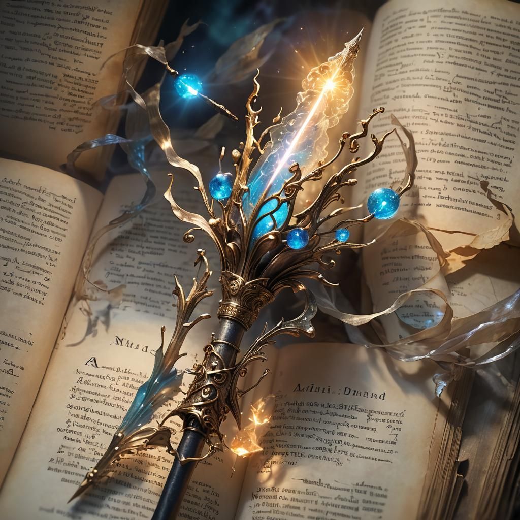 Glowing Magical Wand in Dreamy Fantasy Illustration