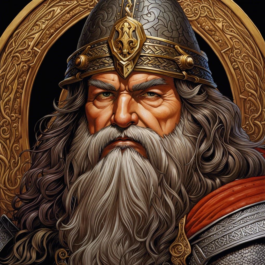 Dwarven King Portrait in Fantasy Art Style