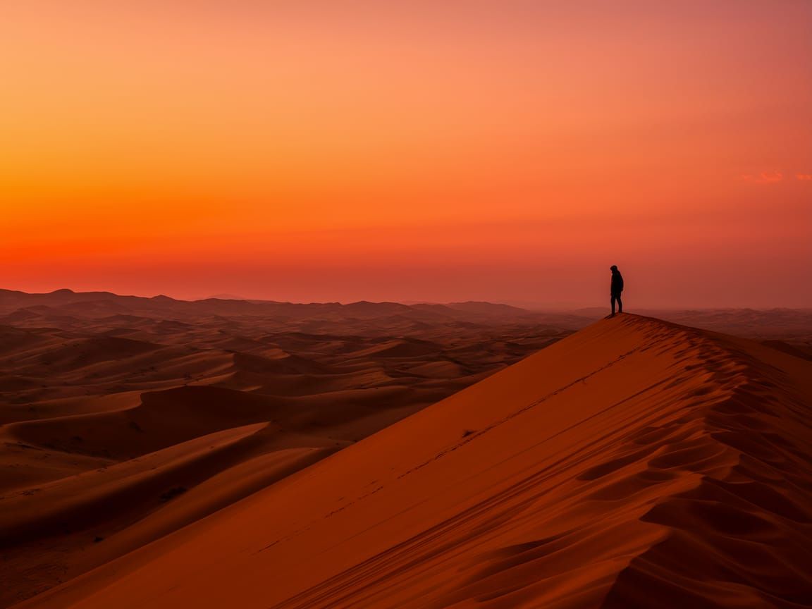 Golden Sunset on a Desert Dune in Vibrant Colors