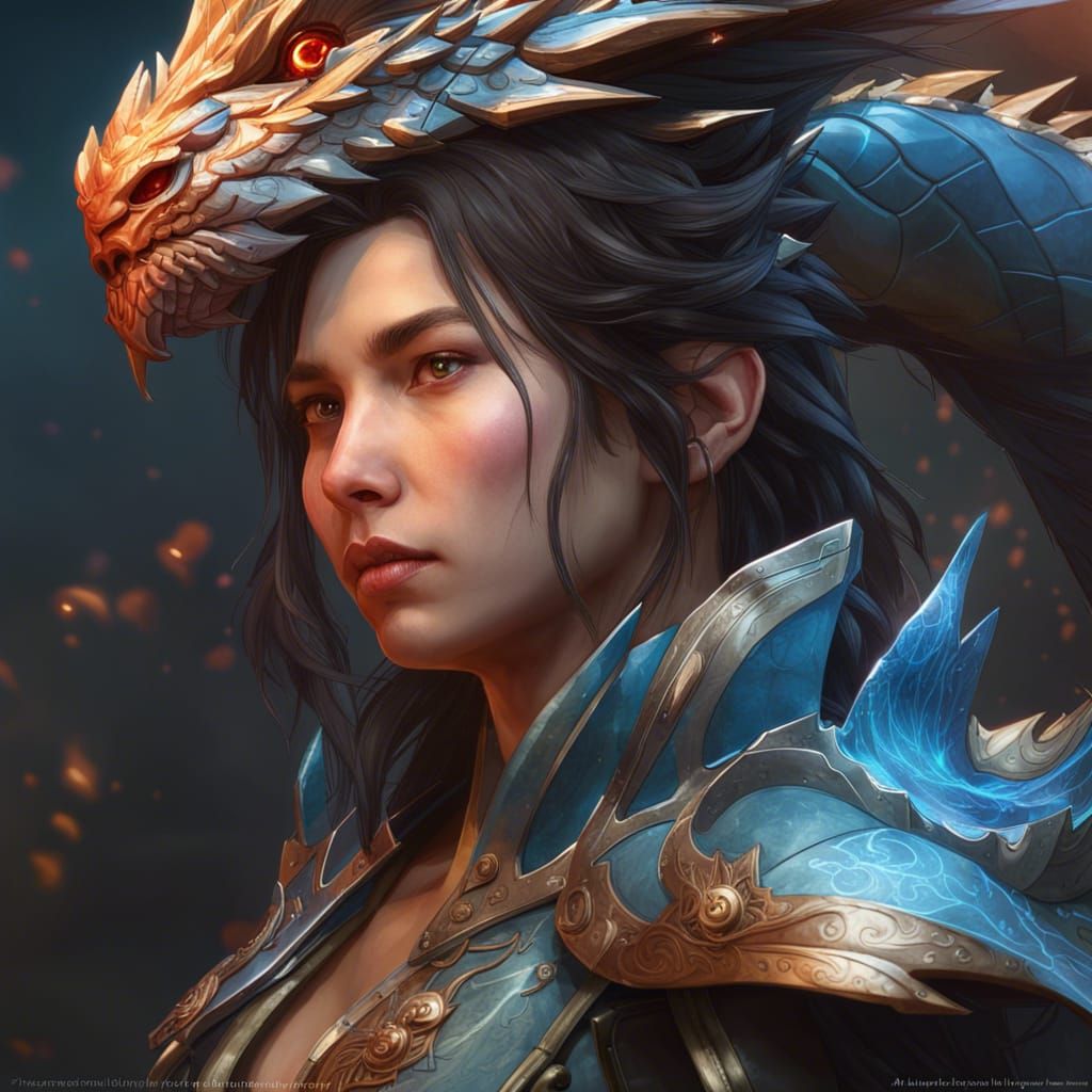 Detailed Thunder Dragon Portrait in Triadic Colors