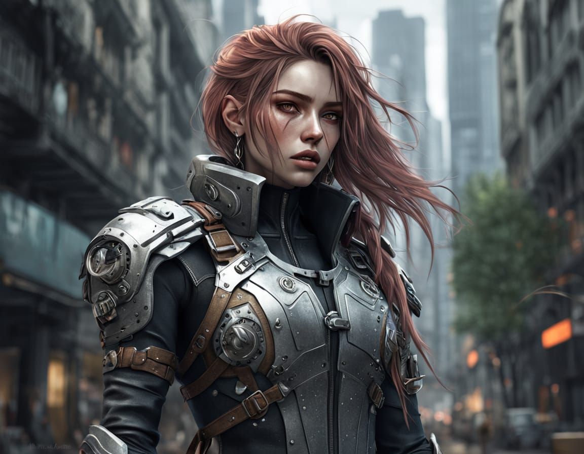 Post-Apocalyptic Female Wanderer in Anime Style