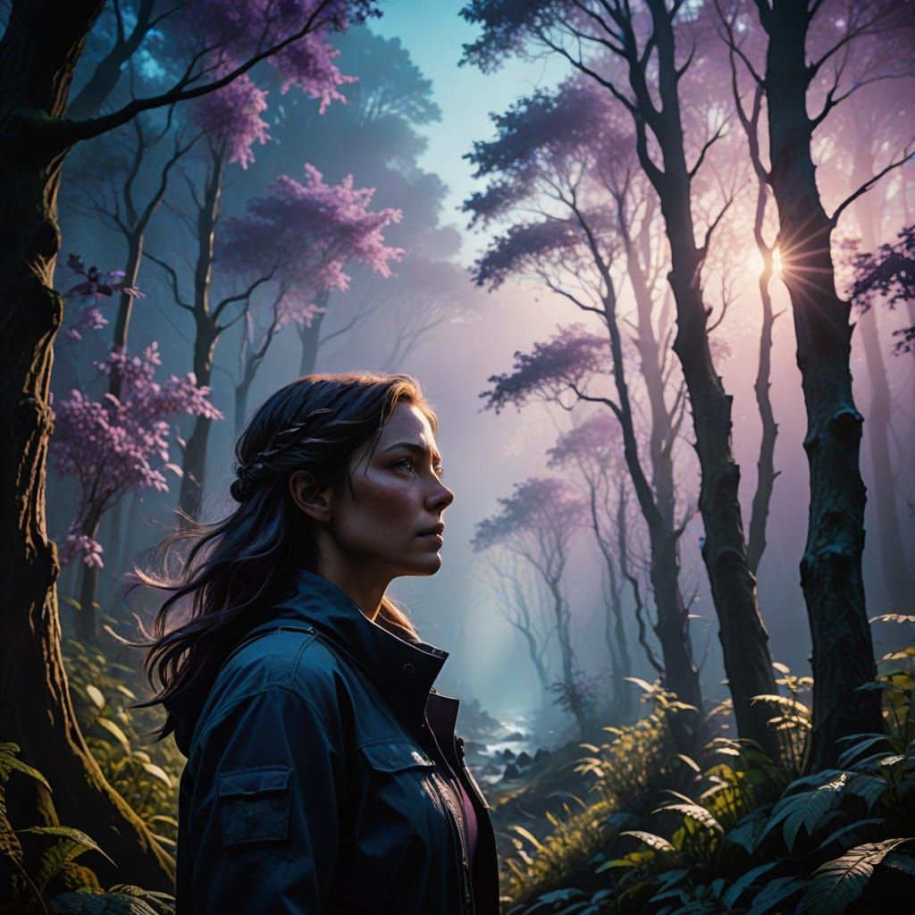 Ethereal Dawn Forest in Vibrant Concept Art