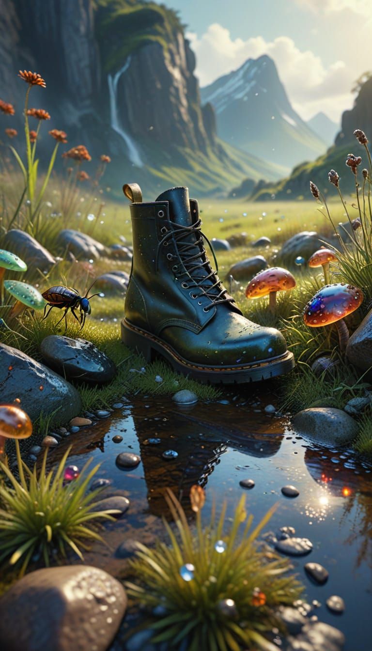 Miniature Wizards on Grassy Field in Hyper-Realistic Oil Pai...