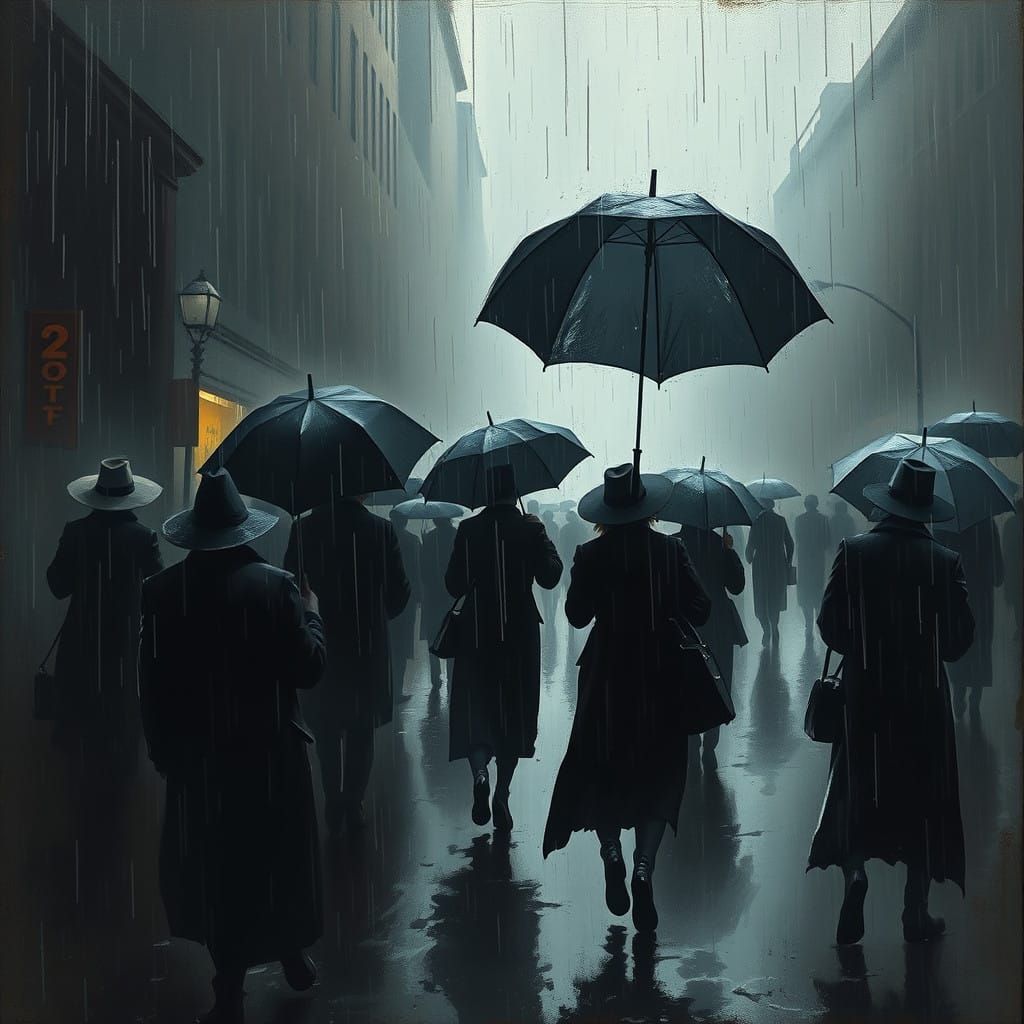 Atmospheric City Street Scene in Muted, Desaturated Colors