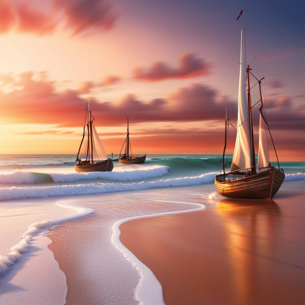 Boats Sailing at Largs Bay Beach: Detailed Matte Painting