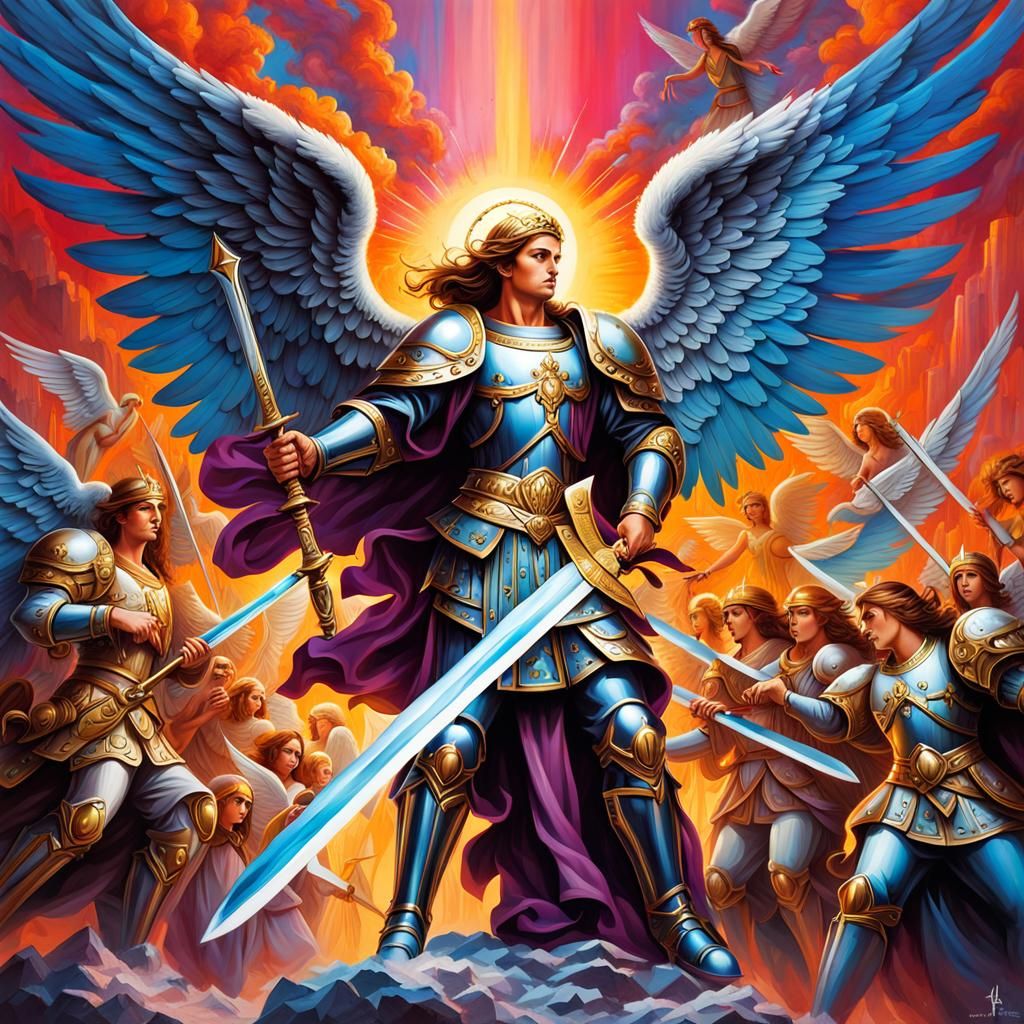 Archangel Michael Leads Angelic Host: Graffiti Art
