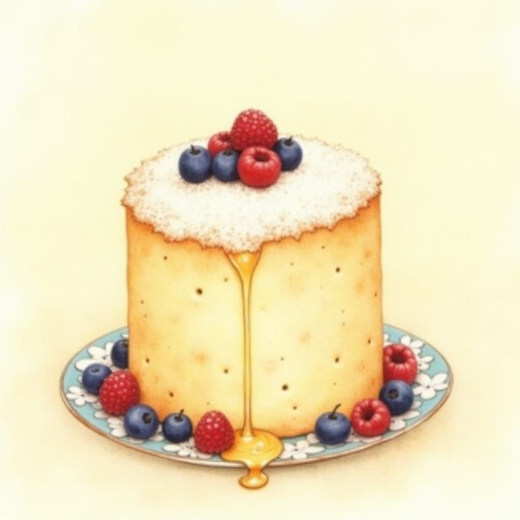 Whimsical Angel Food Cake Still Life