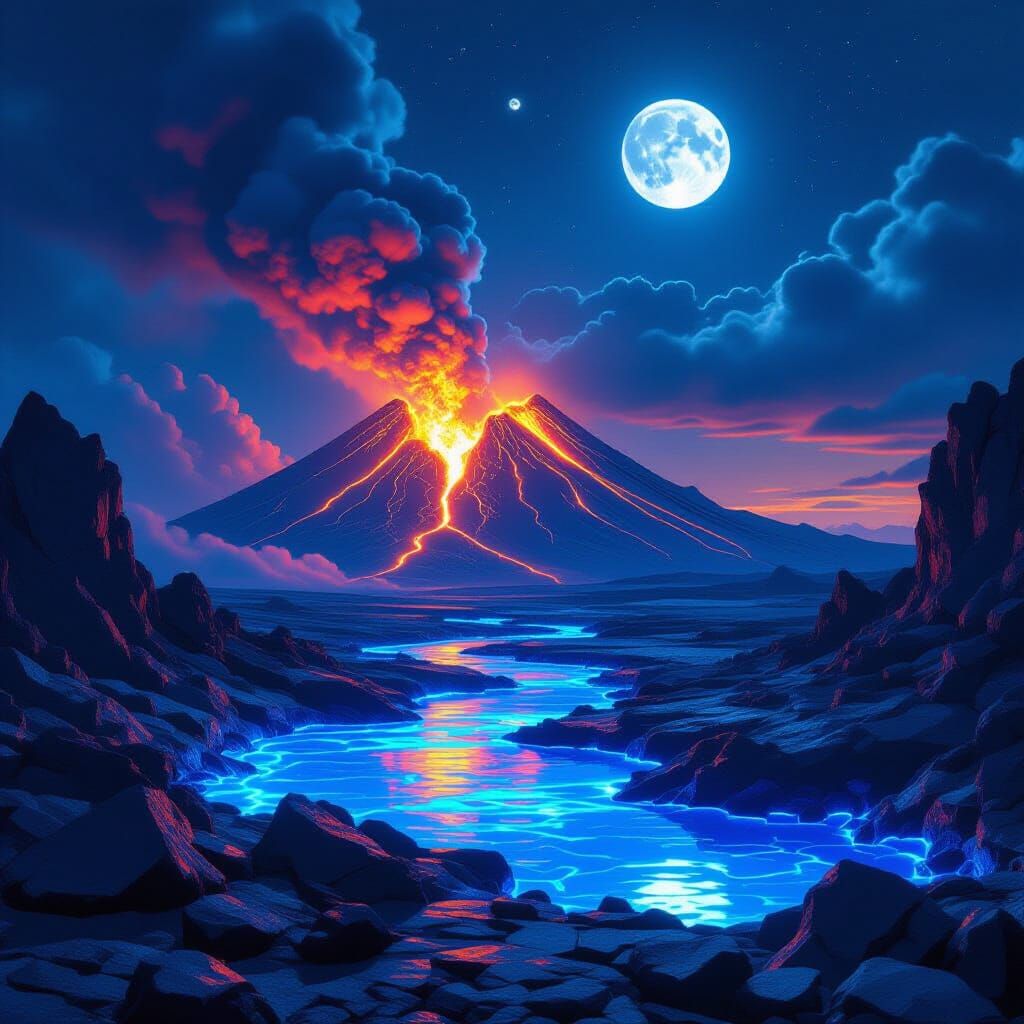 Hyperrealistic Volcanic Eruption on Alien Planet