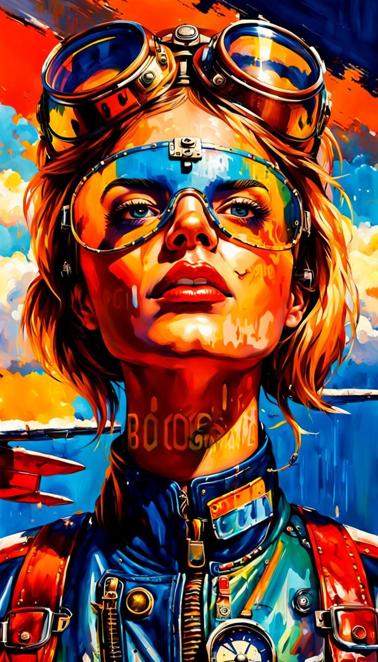 Pilot Portrait in Acrylic with Impasto Technique