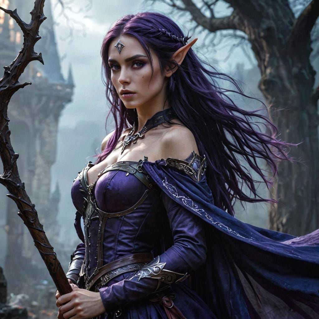 High Elf Sorceress: Detailed Fantasy Art in 8K