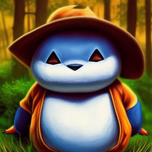 Horror Snorlax Scarecrow: Detailed Oil Painting