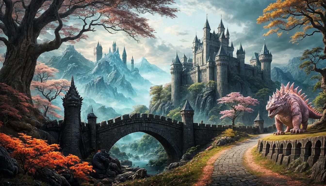 Godzilla's Fantasy Castle Stroll in Orange and Pink