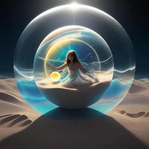 Astral Ball Aquarium with Fish and Saturn