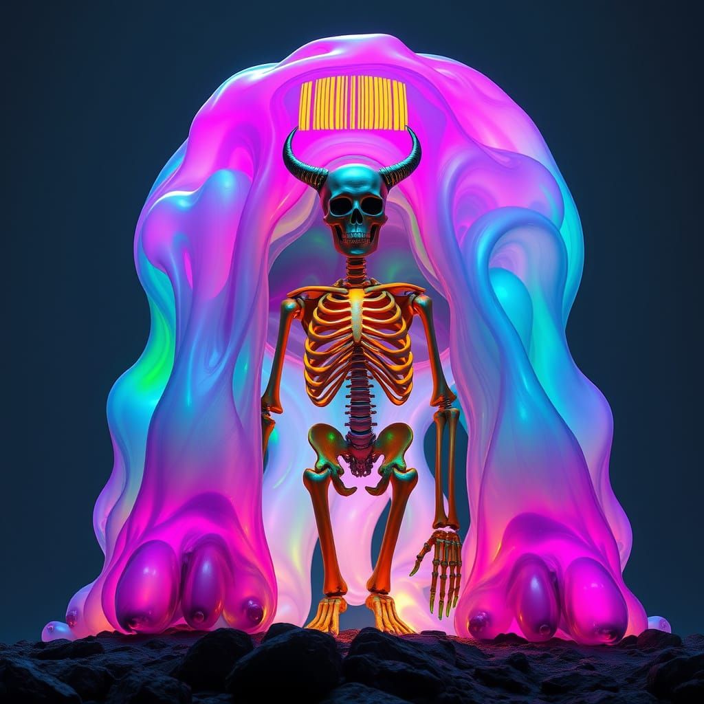 Otherworldly Slime Creature with Glowing Skeleton