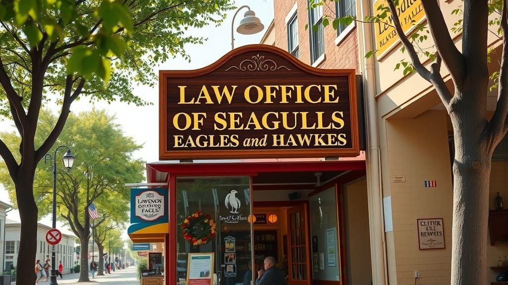 Cozy Small Town Law Office with Classic Wooden Sign