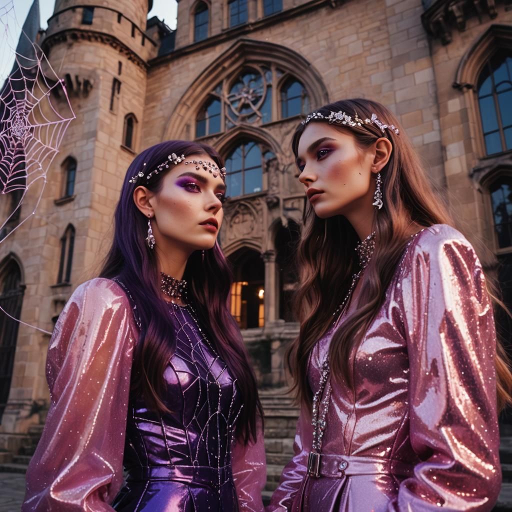 80s Dark Fantasy: Two Women in Technicolor Aesthetic