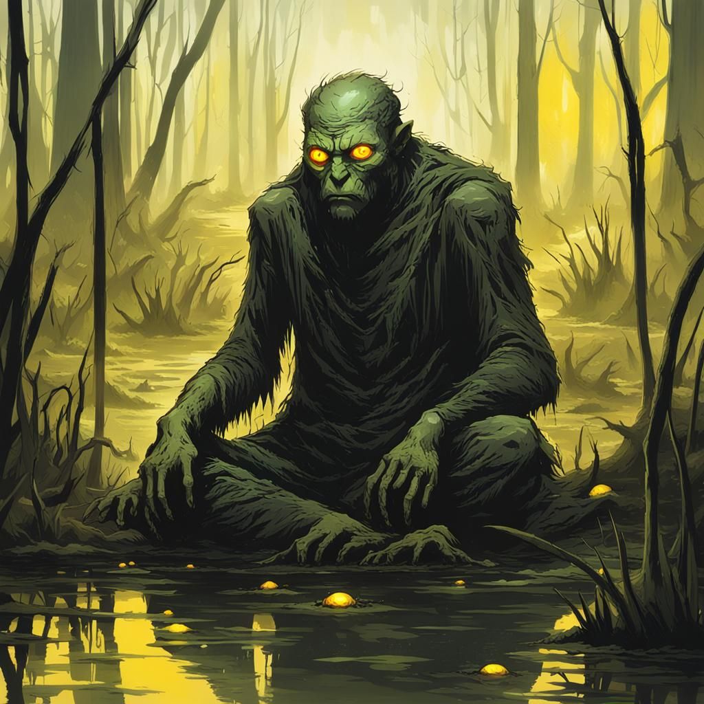 Gel-like Swamp Dweller with Glowing Eyes