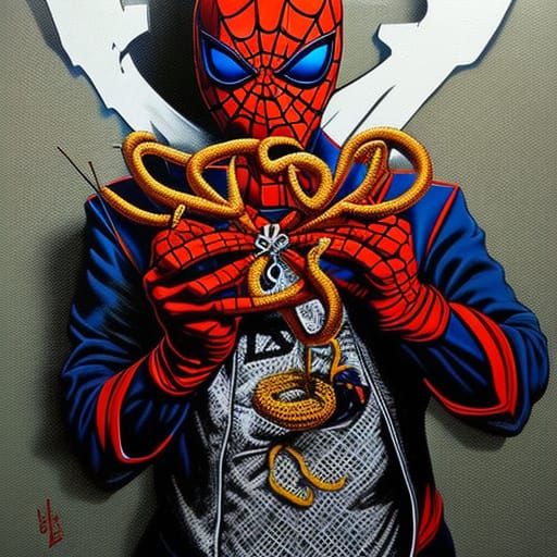 Spiderman Eats Pretzel: Rembrandt-Style Graffiti Art
