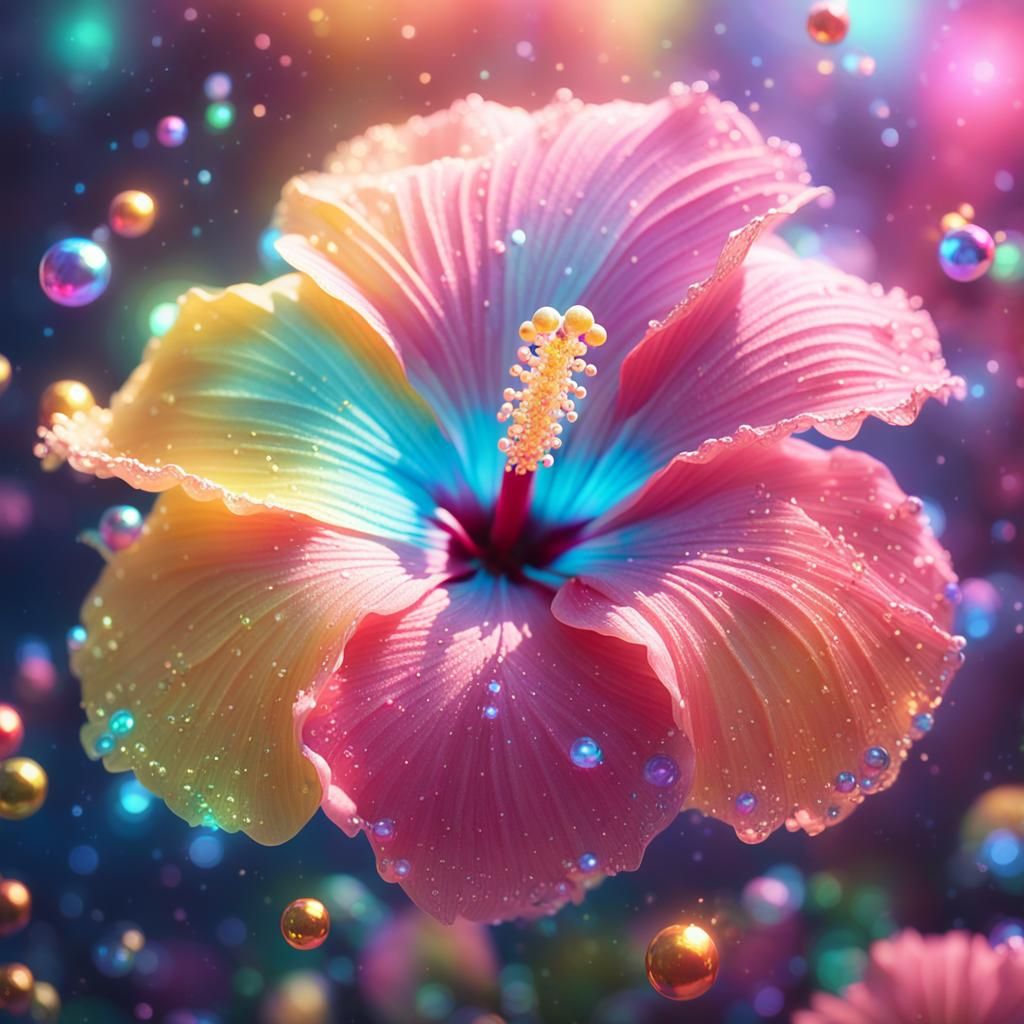 Magical Hibiscus Flower Made of Rainbow Balls