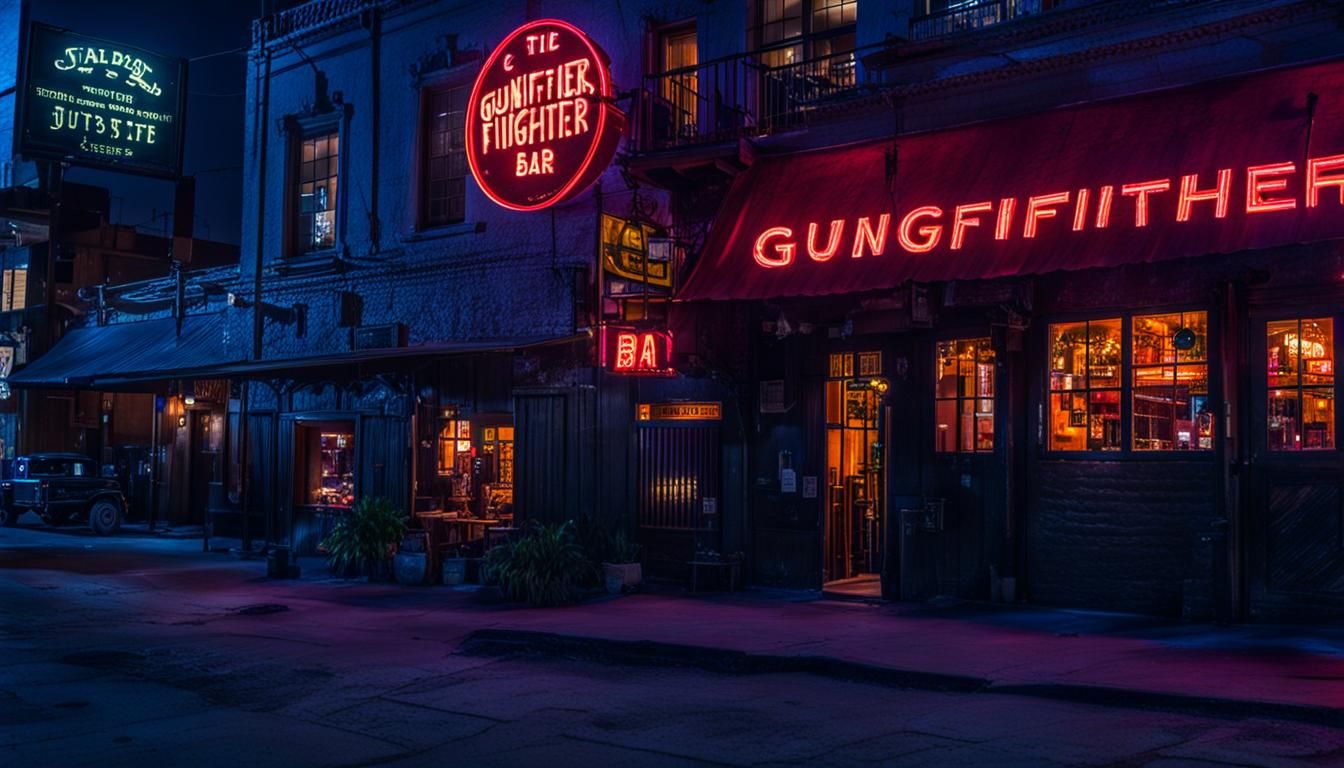 The Gunfighter Bar in Downtown Los Angeles at Night