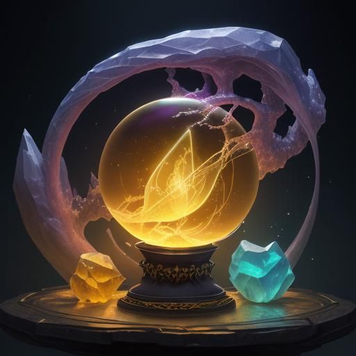 Glowing Crystal Ball with Yellow Lightning