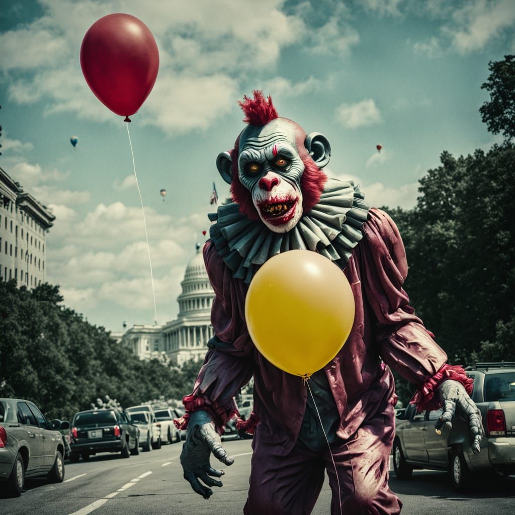 Cinematic Zombie Clown Monkey Balloon Spectacle in DC