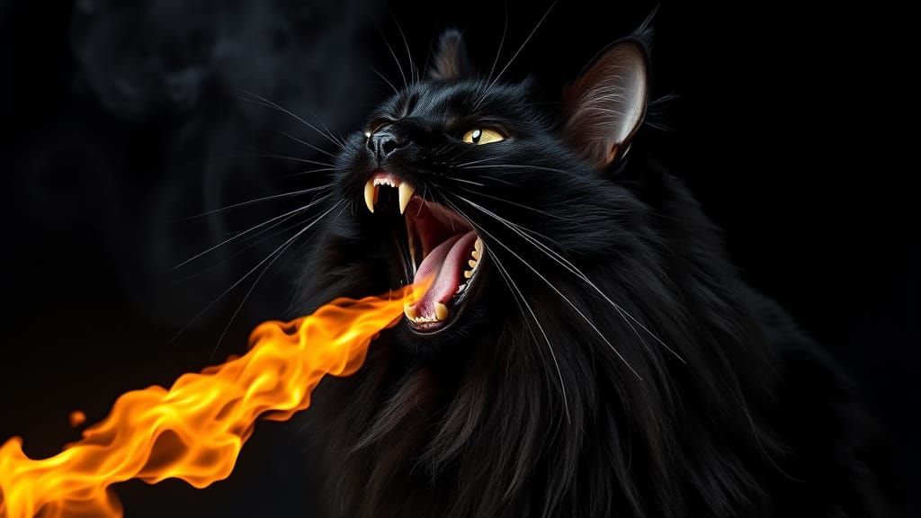Fiery Feline Fury in Dramatic Lighting