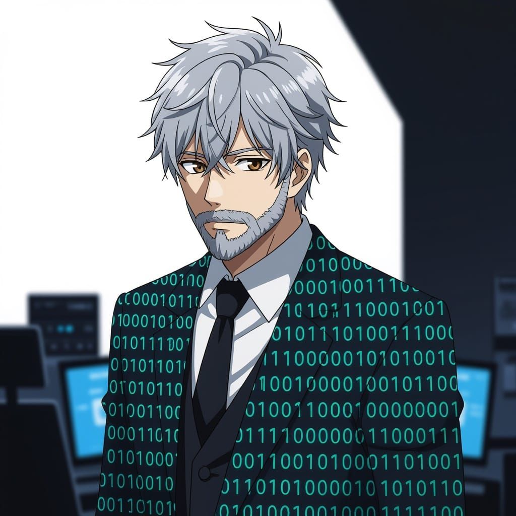 Man in Binary Code Suit, Anime Style