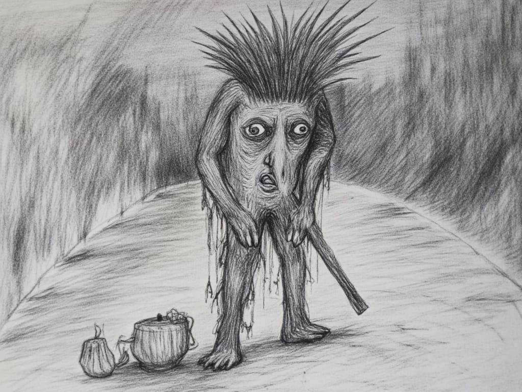 Vicious Pineapple Beggar in Dark Fantasy Style