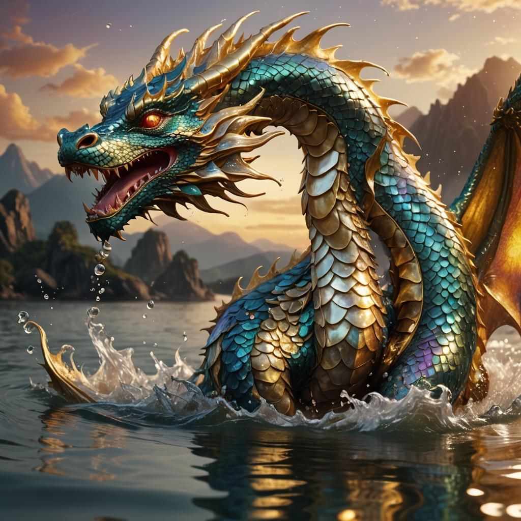 Iridescent Pearl Dragon Takes Flight