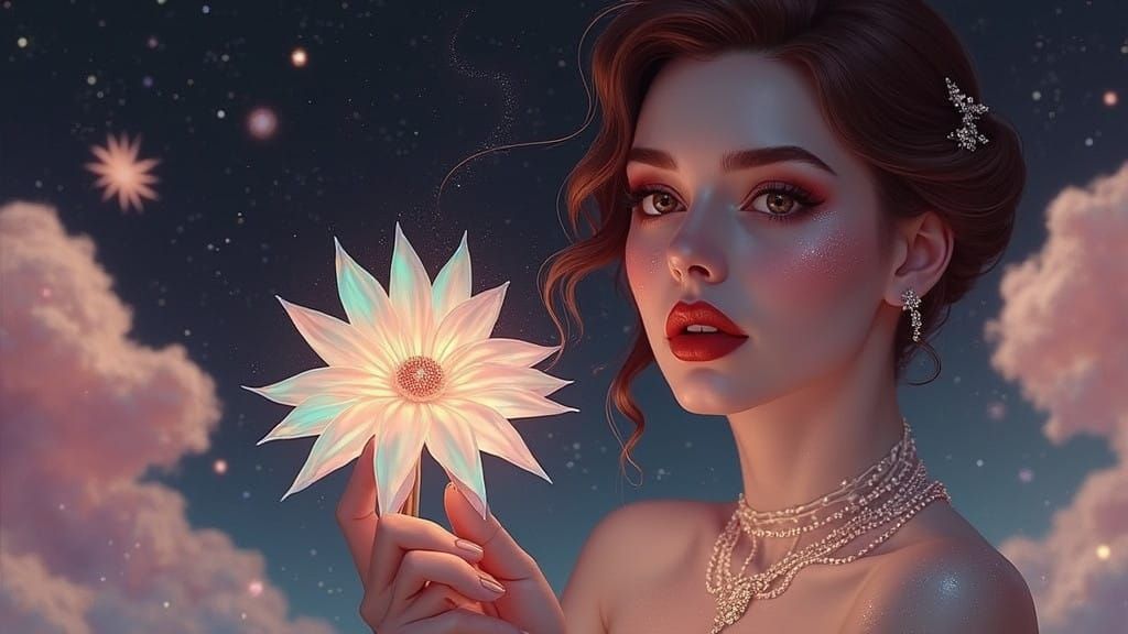 Ethereal Goddess Basks in Radiant Bloom