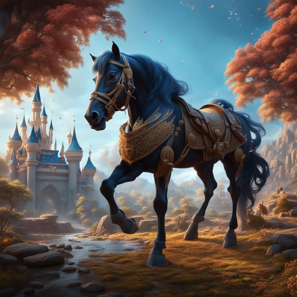 Disney Spirit Horse Posing: Detailed Digital Art