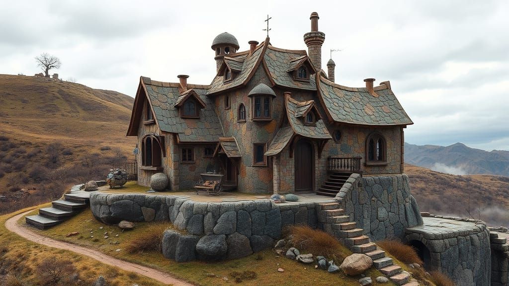 Fantastical Monster House in Earthy Tones