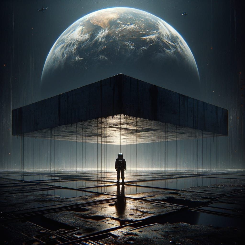 Astronaut Shackled in Antigravity: Ashcan School Style