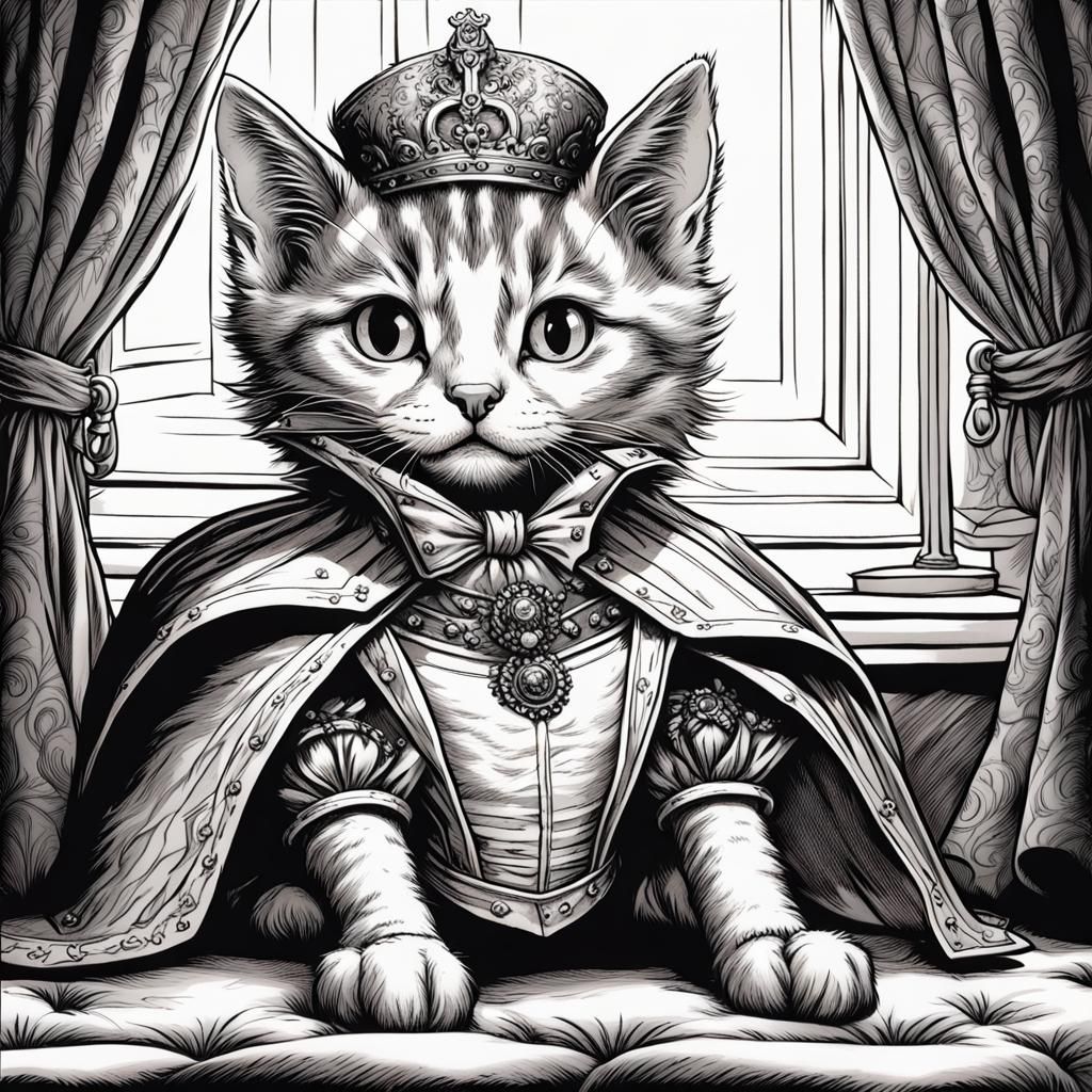 Tabby Kitten as Elizabeth I in Tenniel Style