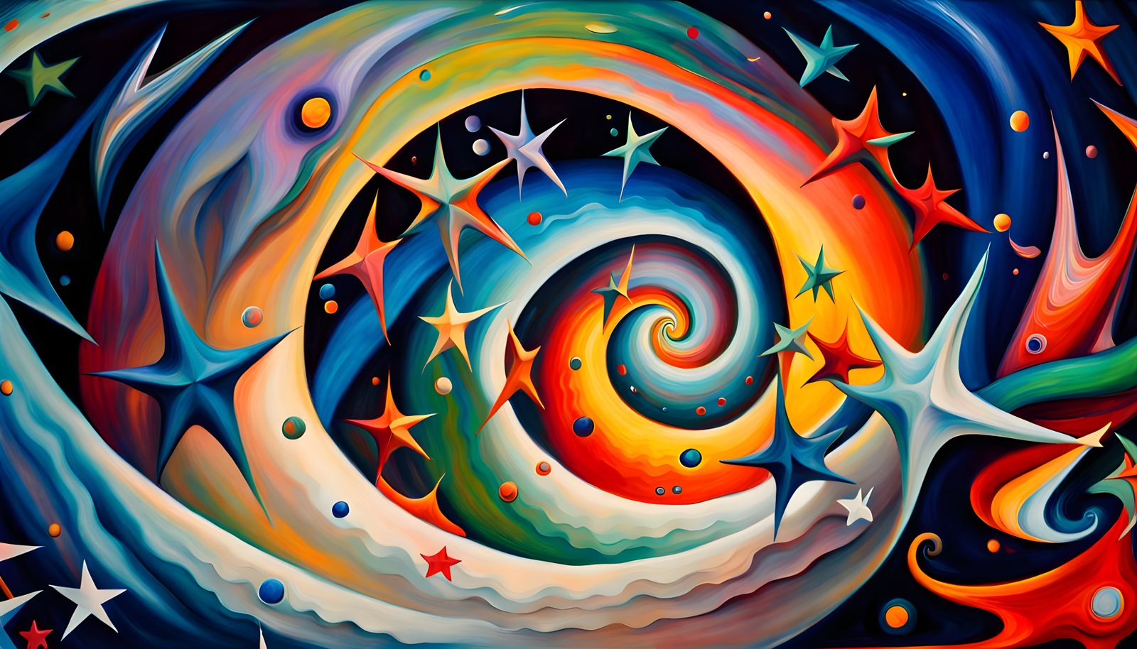 Cosmic Star-Formation Vortex in Iridescent Oil Painting Styl...