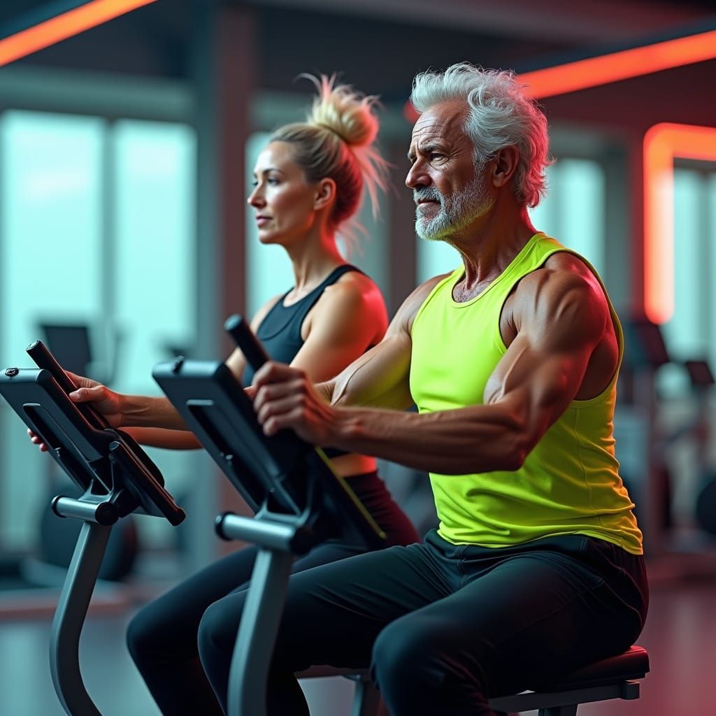 Fit Couple Exercising in a Modern Gym