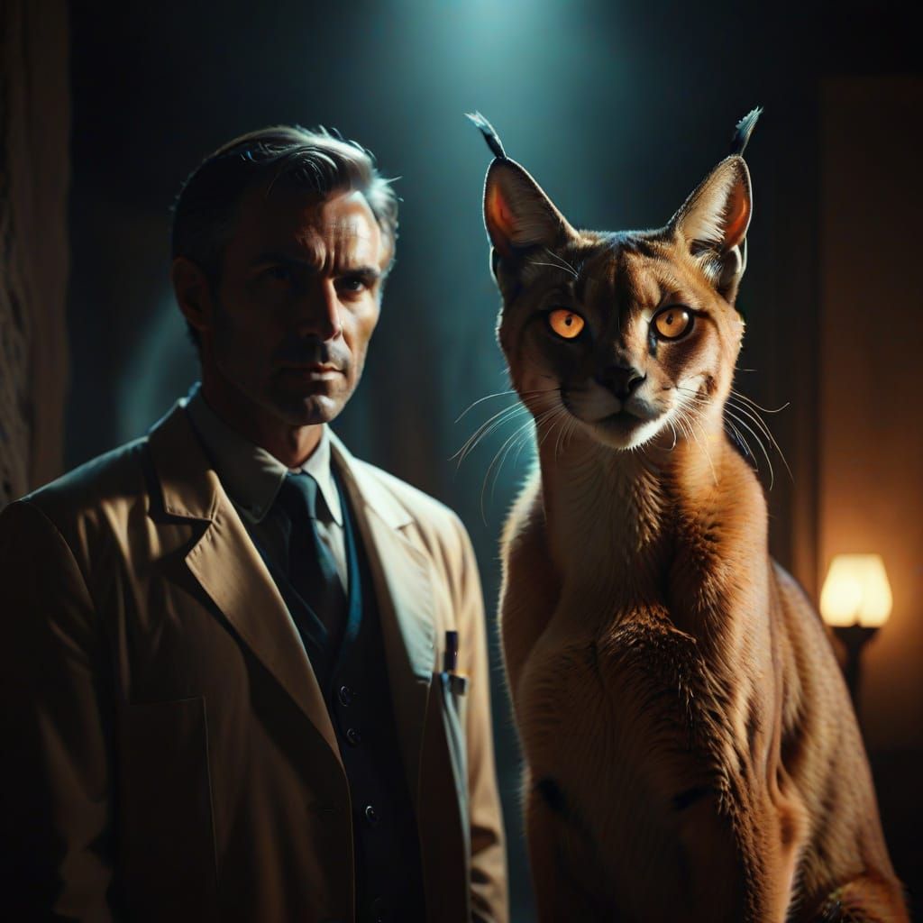 Dramatic Film Still of Doctor and Ghostly Being