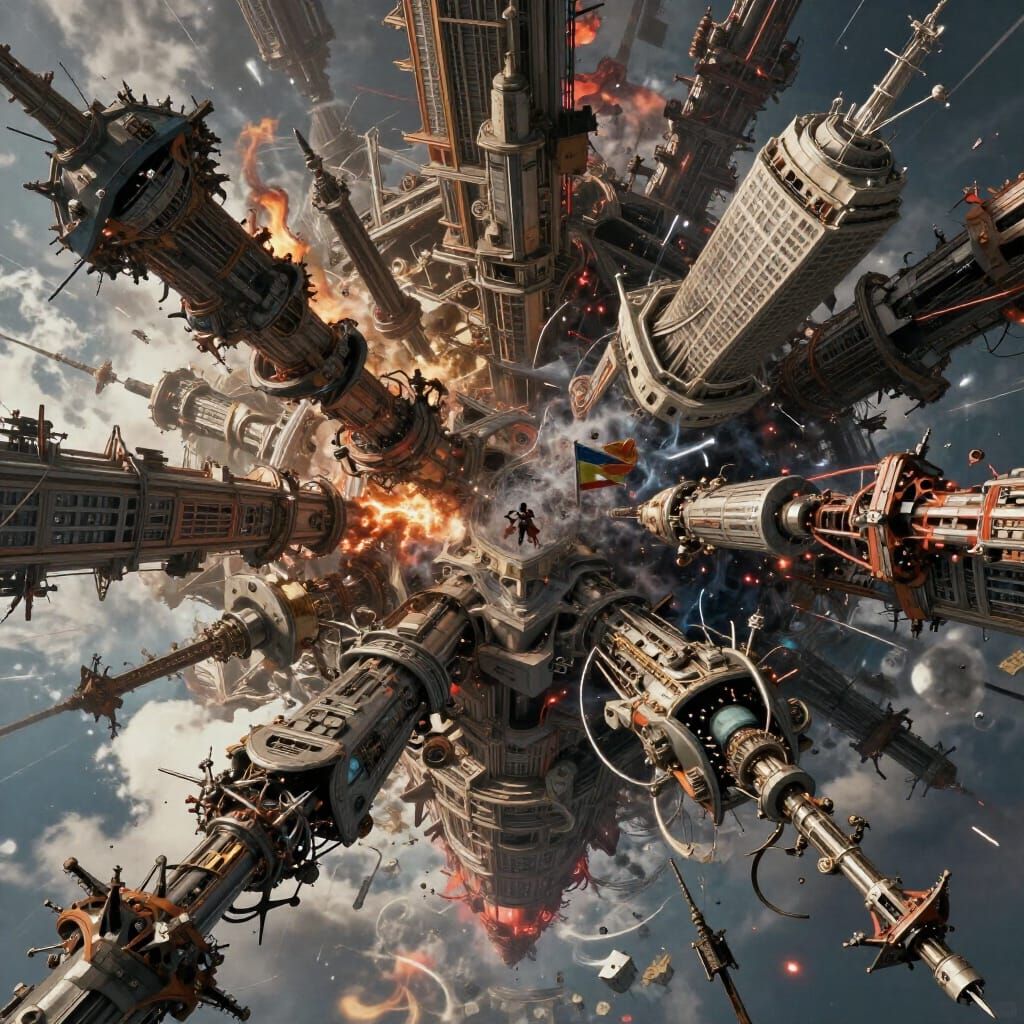 Cinematic Artwork of Collapsing Reality in Hyperrealism